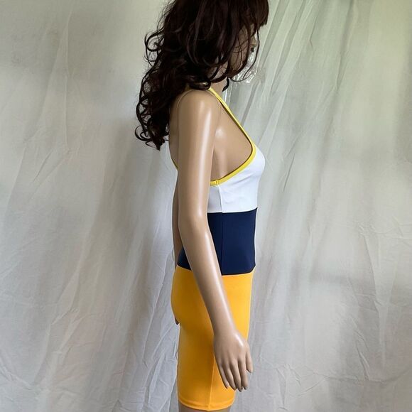 NEW ZARA Smiley Happy Collection Y2K color block bodycon mini dress S - Picture 3 of 9